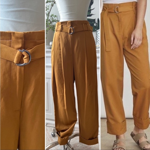 NWT Elizabeth and James Pleated High Rise Belted Pants Size 2 - Picture 2 of 13